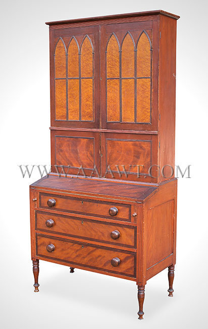 Antique Secretary, Country Federal Desk and Bookcase, Two Part, Three Section
Northern New England, Probably New Hampshire or Maine
Circa 1825, entire view